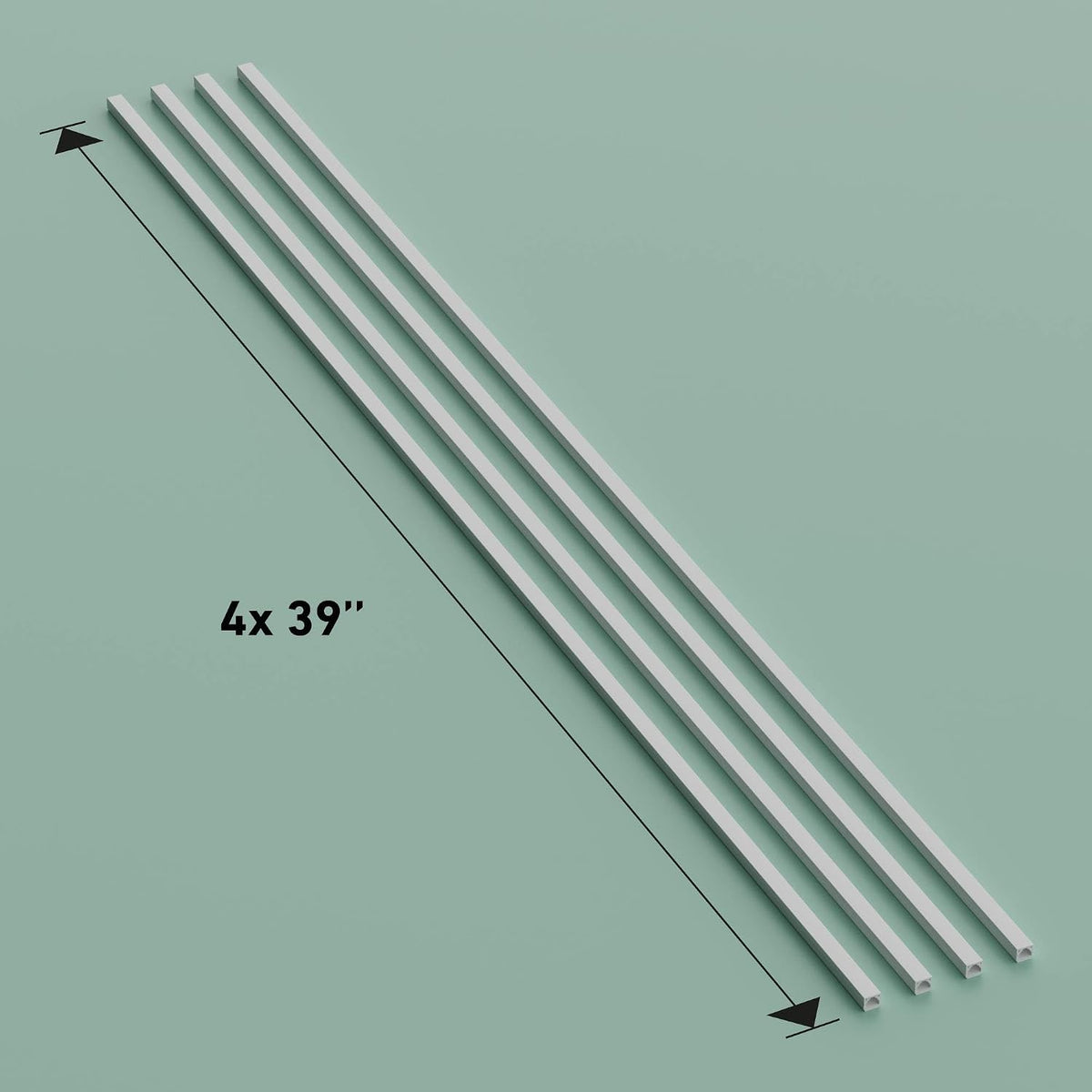 D-Line 13.12ft Cable Raceway, Self Adhesive Cord Cover, Hide 1x Cord, Paintable - 4X 0.4in x 0.31in (H) x 39in Lengths - White