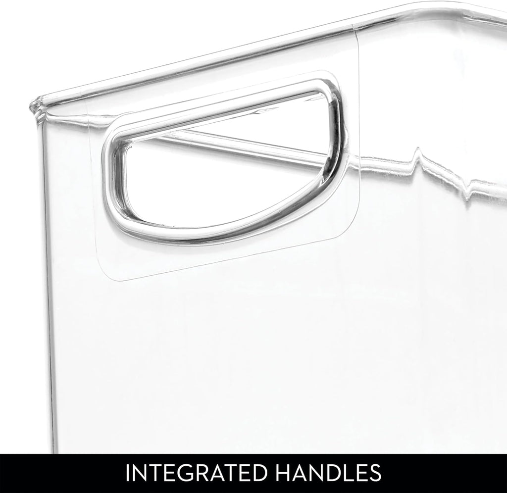 iDesign Plastic Stackable Pantry Bin with Handles, Set of 4, Clear