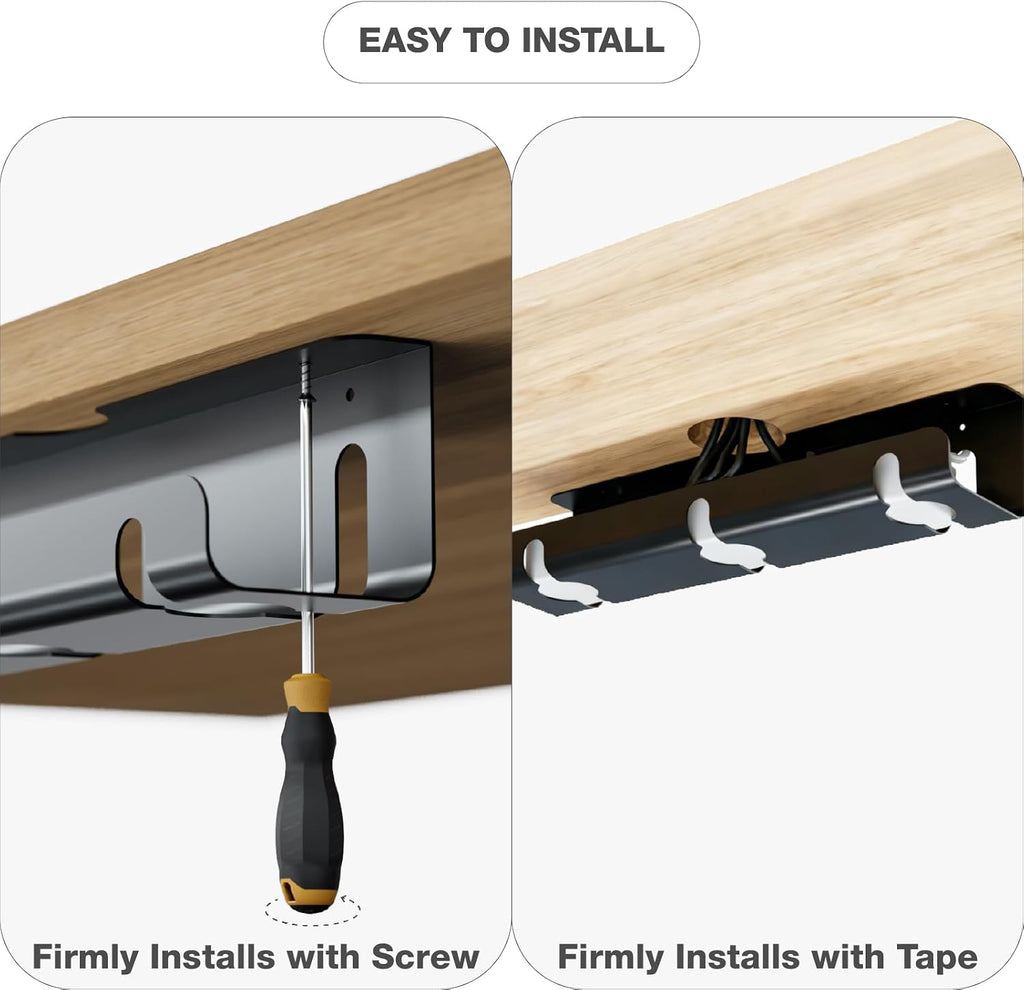 Under Desk Cable Management Tray, 2-Pack 16" Cable Raceway