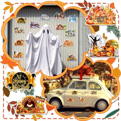 12 Pcs Large Holiday Magnets for Refrigerator 7.8'' Fall Fridge Magnets Seasonal Cruise Door Decorations Home Farm Coffee Magnetic Stickers for Locker Whiteboard Dishwasher Kitchen Decor