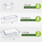 ZIJUND 14 Pack Fridge Organizer Bins with Lids, Stackable Clear Storage