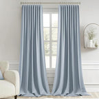 MIULEE Light Blue Back Tab Blackout Curtain 96 Inch Long 2 Panels Set - Image 9