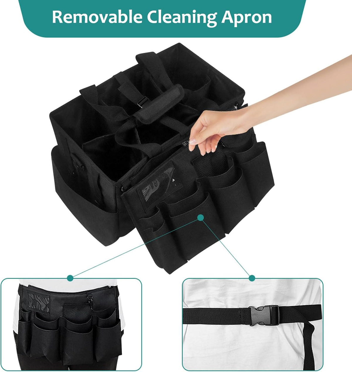 Cleaning Caddy Bag,Cleaning Caddy with Handle for Housekeepers,Black Square