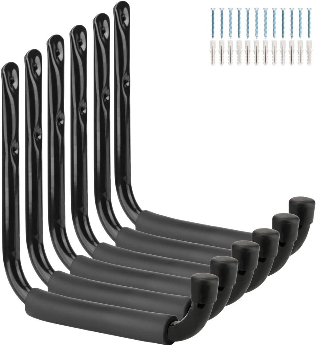 8 Pack Ladder Hooks 9.8Inch Garage Storage Utility Hook Heavy Duty Wall Mounted Storage Organizer Hanging Folding Chair Bike Ski Tool