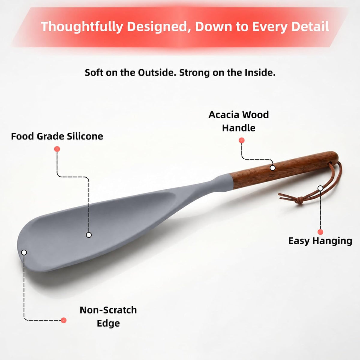 Silicone Cooking Spoon Spatula for Nonstick Cookware,Heat Resistant,12.8"