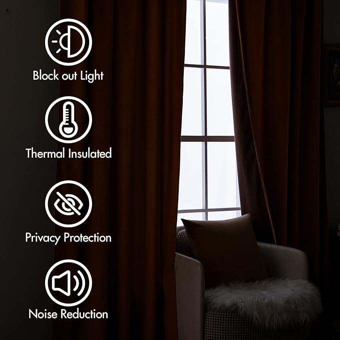 MIULEE Velvet Curtains 108 inches Long 2 Panels - Image 5