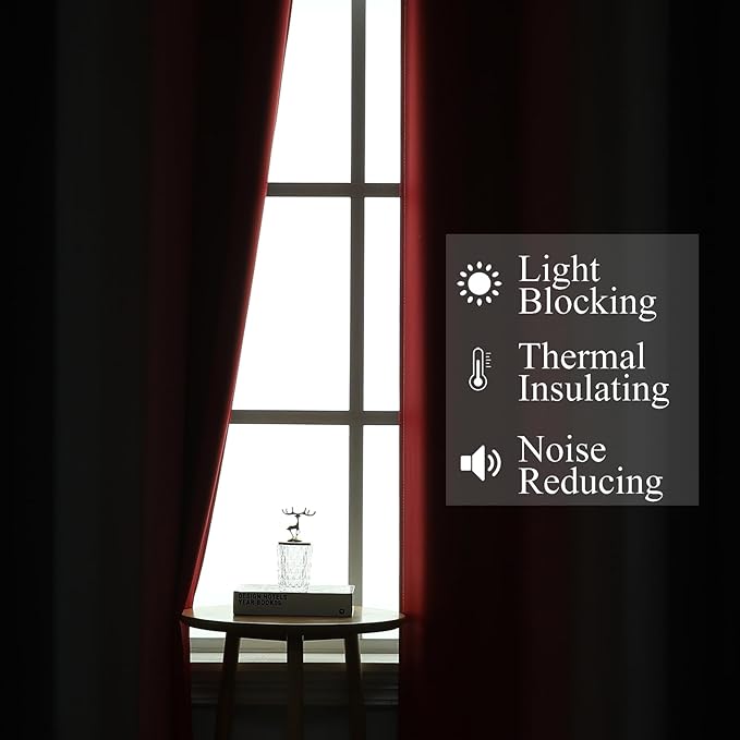 Estelar Textiler Red and Black Ombre Short Blackout Curtains 36 Inch Long - Image 3