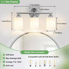 3-Light Bathroom Vanity Light Fixtures, Silver Finish, 17.3''