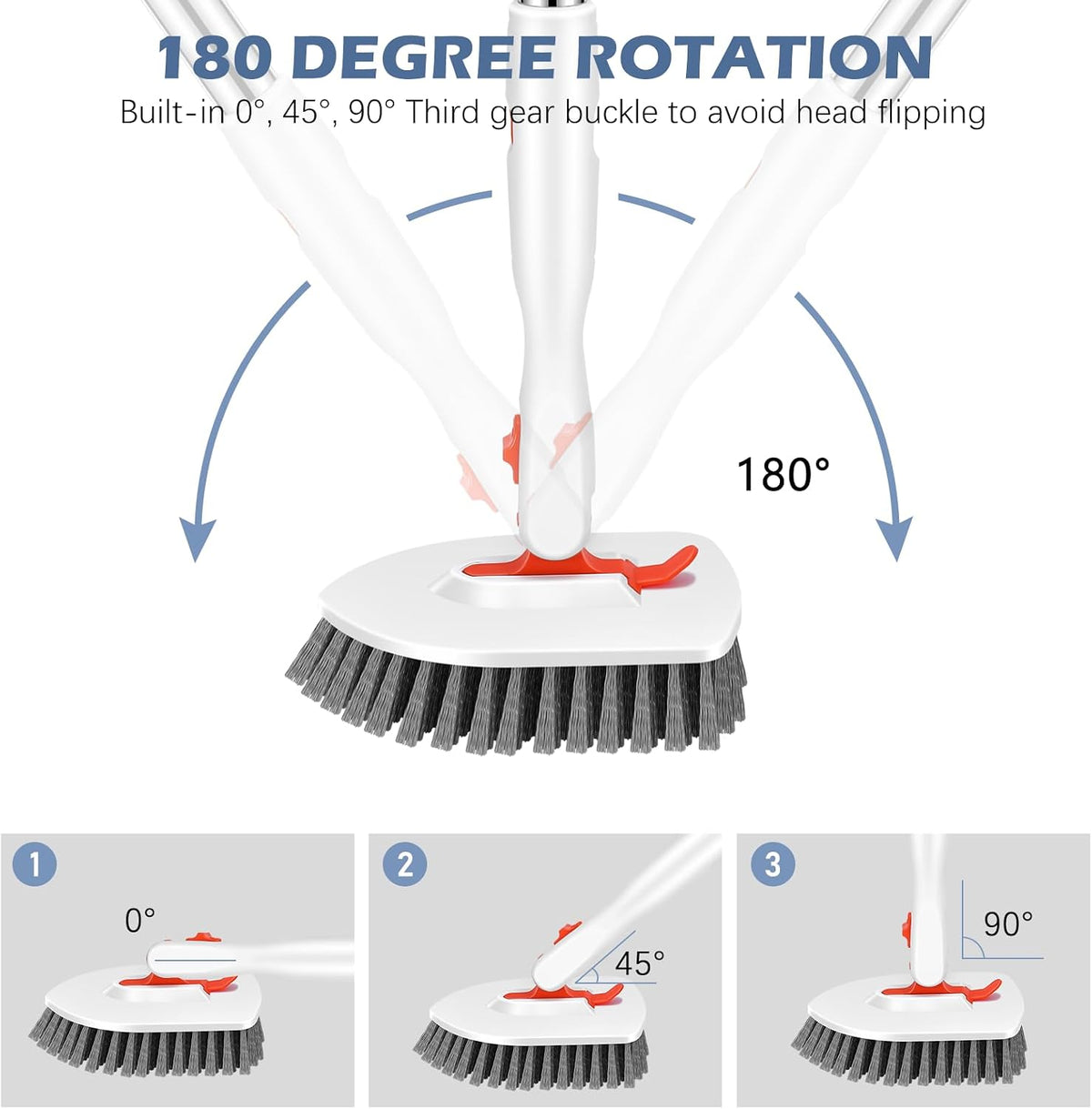 Tile Tub Scrubber Brush 3-in-1 Shower Scrubber with Long Handle