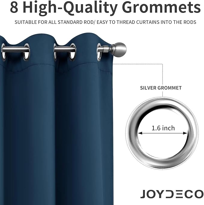 Joydeco Navy Blue Custom Solid Single Blackout Curtain - Image 5