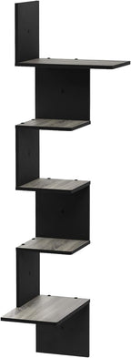 Furinno Rossi 5-Tier Corner Floating Shelves for Wall, French Oak