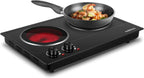 CUSIMAX 1800W Ceramic Electric Hot Plate for Cooking, Double Burner, Silver