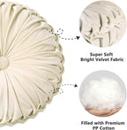 HIG Set of 2 Decorative Round Pleated Throw Pillows, Classy Accent Pumpkin - Image 2