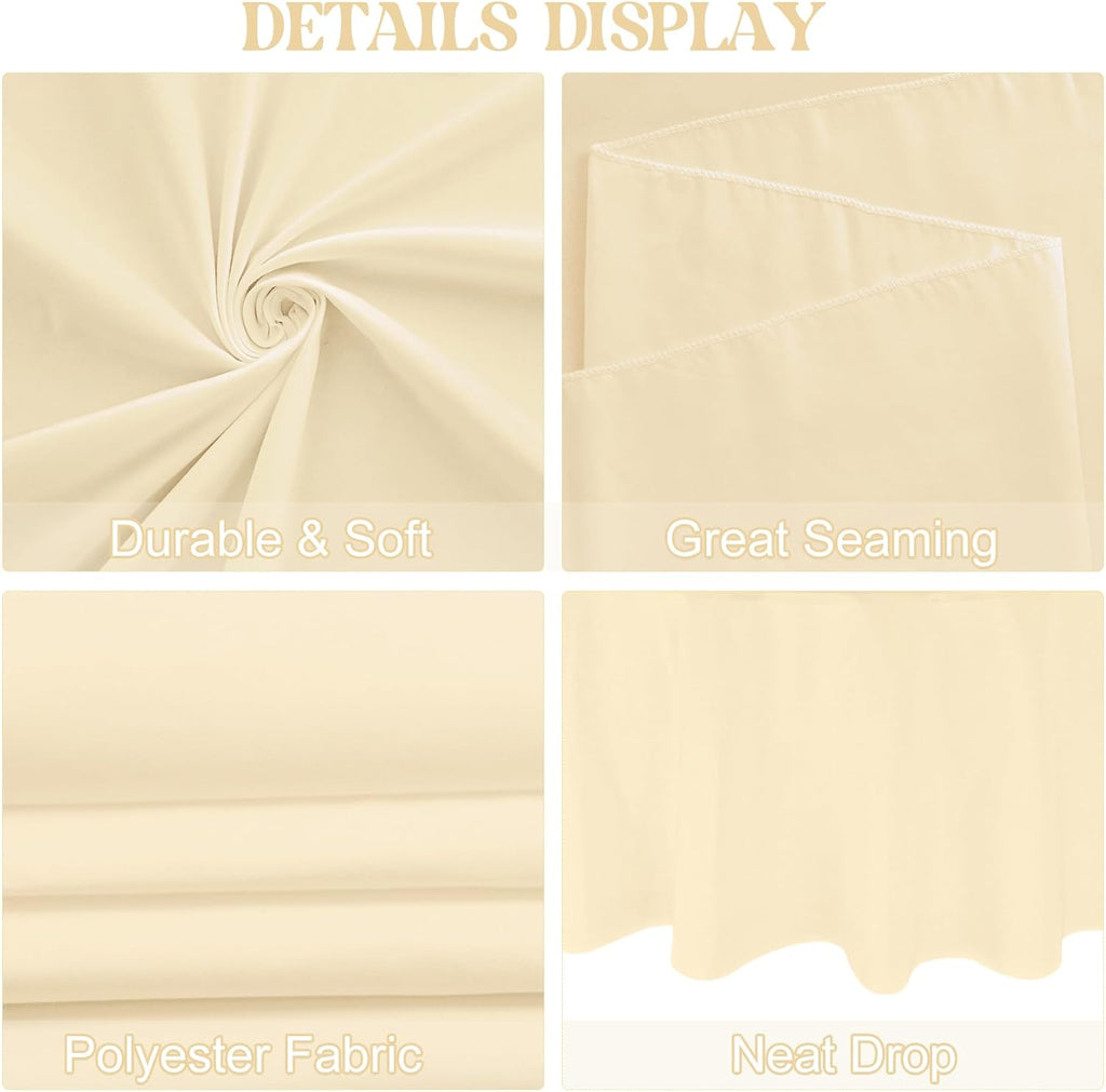 4 Pack 90 Inch Round Tablecloth Polyester Washable Table Covers for Wedding Dining Table Buffet Parties Banquet Decor（Champagne）