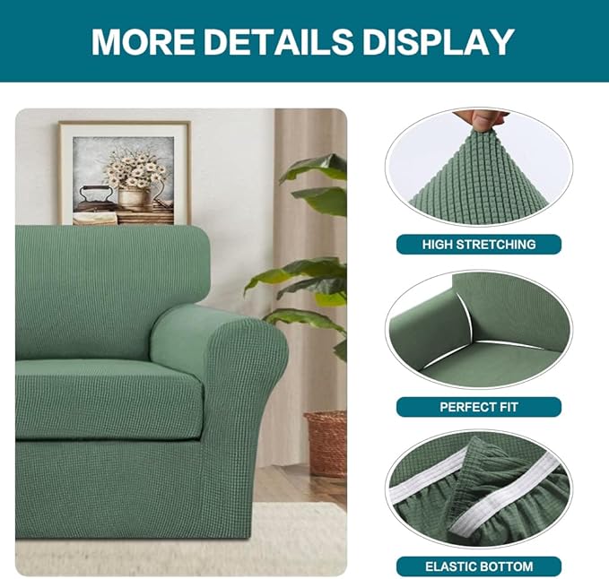 Turquoize 2 Piece Chair Covers Armchair Slipcovers - Image 4