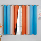 Ombre Orange and Blue Blackout Curtains 45 Inch Length 2 panels, Full Room - Image 2