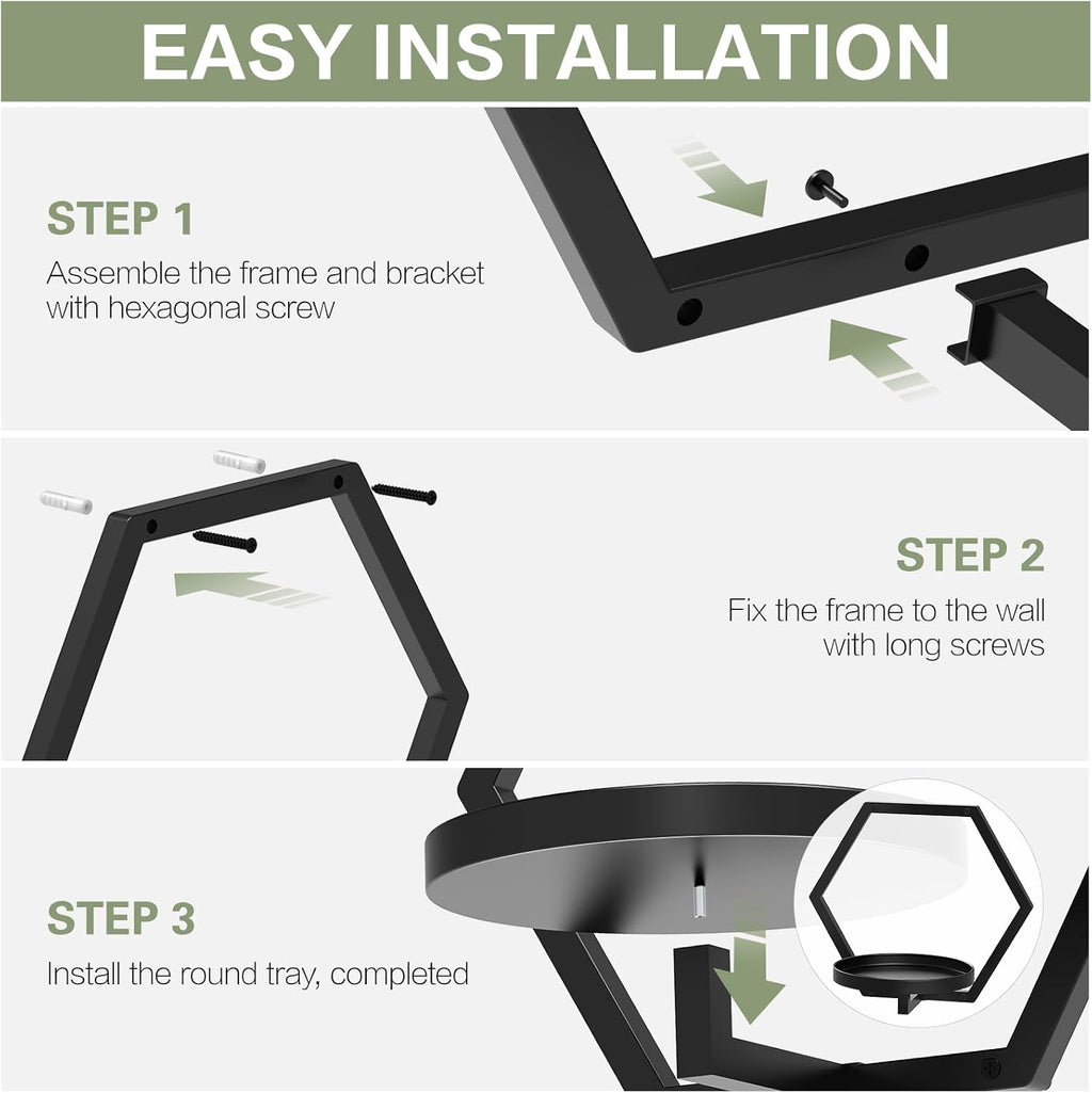 3Pcs Floating Wall Shelves Plant Holders, 7.9inch Wall Mounted Plant Stand