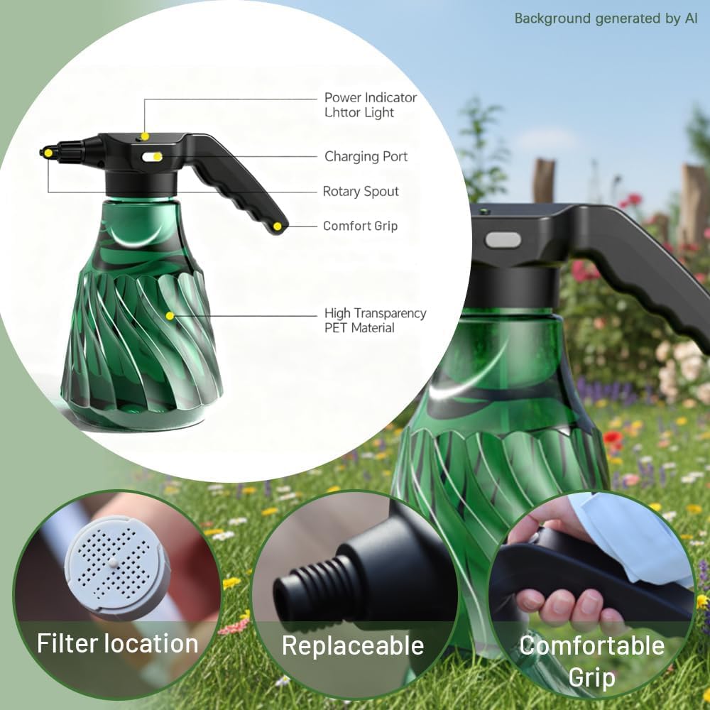 Electric Plant Mister, Rechargeable Spray Bottle for Garden