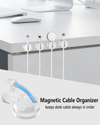 12Pack Magnetic Cord Holder 360° Rotating, 1s Lock Adhesive Desk Organizers