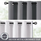 Yakamok Grey Room Darkening 100% Blackout Curtains Grommet Extra Wide Window - Image 2