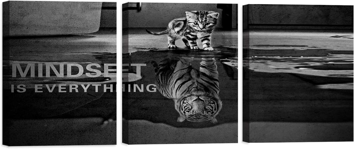 3 Panels Mindset is Everything Motivational Canvas Wall Art Inspirational Entrepreneur Quotes Poster Print Artwork Painting Picture for Framed Home Decoration Living Room office bedroom 36''W x 16''H