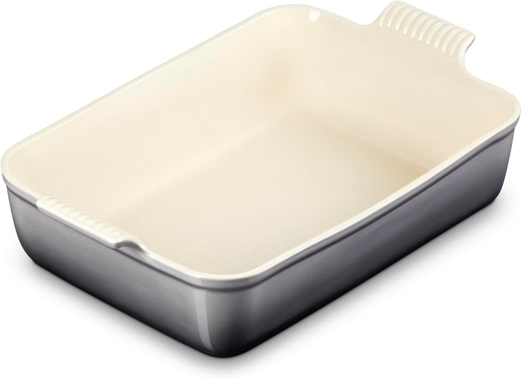 Le Creuset Stoneware Heritage Deep Rectangular Lasagna Dish, 6.75 qt., Oyster