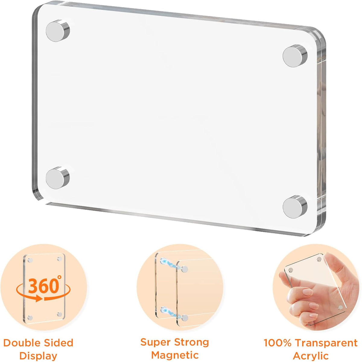 6 Pack Magnetic Picture Frame for Fridge, 4x6 Inch Acrylic Photo Frame