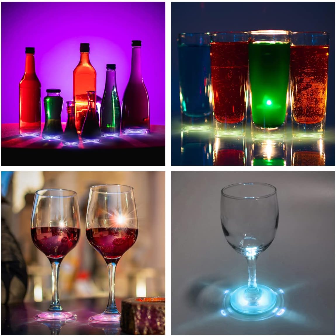AHIIER 12 PCS Led Coasters for Drink, Bar Coaster Led Bottle Sticker Lights