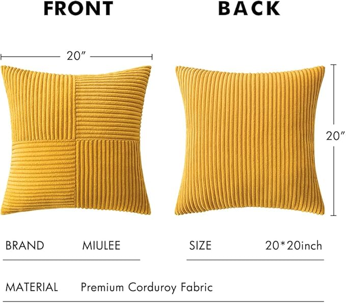 MIULEE Mustard Yellow Decorative Throw Pillow Covers 20x20 Inch - Image 6