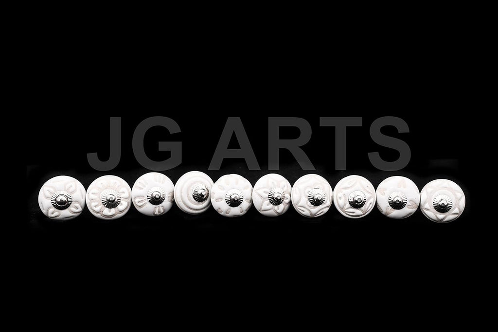 JGARTS 20 Knobs Cream White Hand Painted Ceramic Knobs Cabinet Drawer Pull