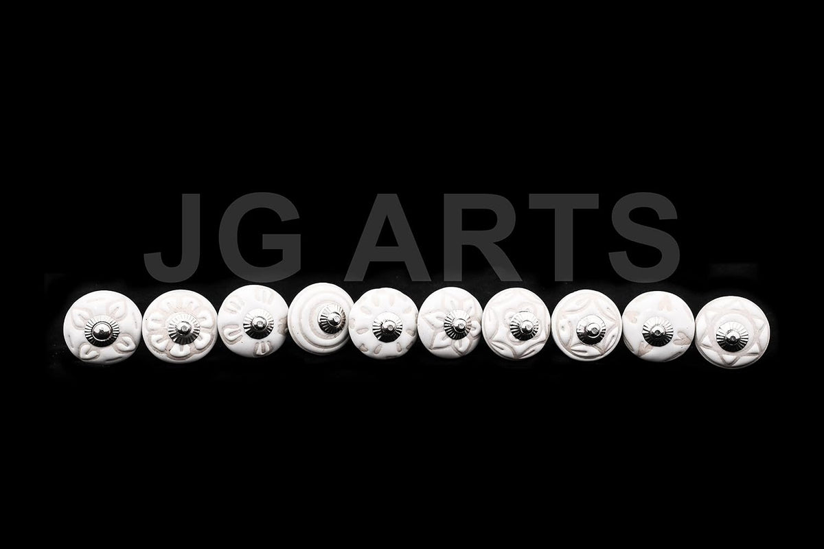 JGARTS 20 Knobs Cream White Hand Painted Ceramic Knobs Cabinet Drawer Pull