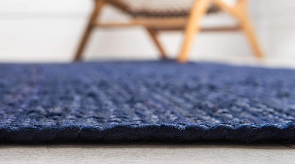 Unique Loom Braided Jute Collection Area Rug - Dhaka (9' x 12' Rectangle, Navy Blue)