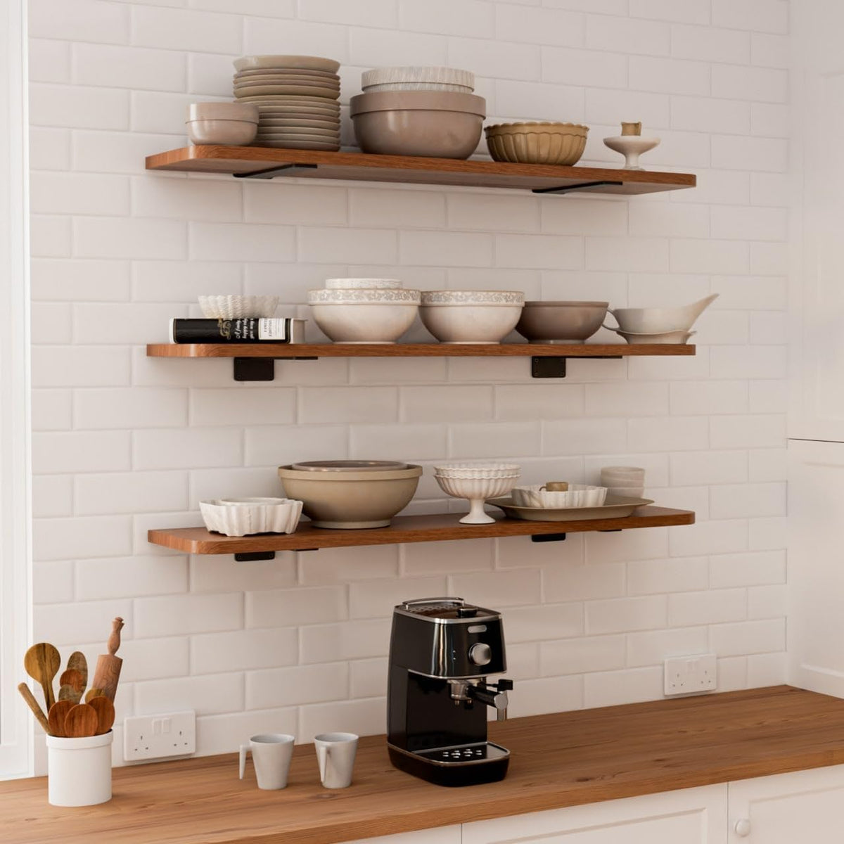 LEOPO 8 inch 12 Pack Floating Shelf Brackets, 1/5" Thick Hidden L Bracket