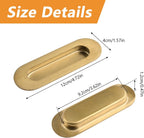 MOROBOR 2Pcs Brushed Gold Stainless Steel Side Hole Flush Pull, Oval Embedded Sliding Door Handle Recessed Finger Pulls with Hidden Screws for Drawer Cupboard Wardrobe