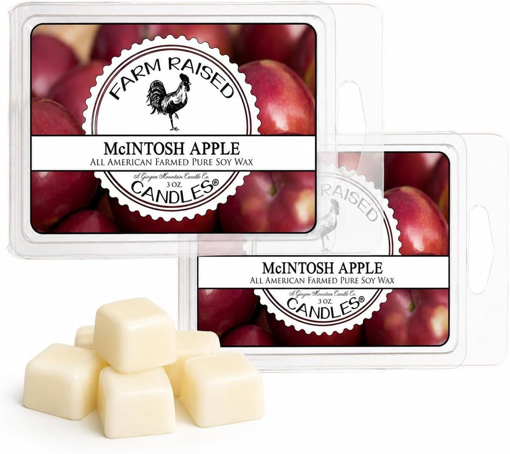 USA Made - Hand Crafted - McIntosh Apple Wax Melts Warmer Cubes 6 Ounces 2 Pack - - Natural American Farmed Soy Wax. melt Cubes Farmhouse Fall