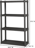 Sterilite 4 Shelf Unit, Heavy-Duty Plastic Utility Storage Rack, 3-Pack