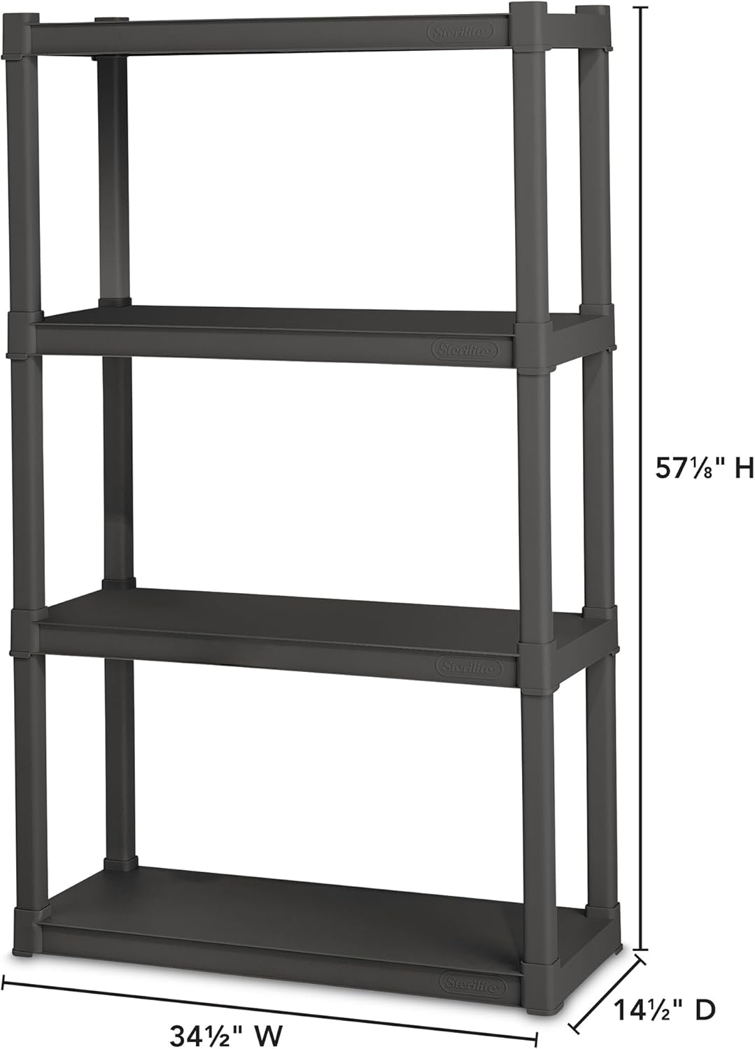 Sterilite 4 Shelf Unit, Heavy-Duty Plastic Utility Storage Rack, 3-Pack