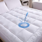 WhatsBedding Waterproof Mattress Topper Twin Size Cotton Top Down Alternative Filling Pillowtop Mattress Topper Cover-Fitted Quilted