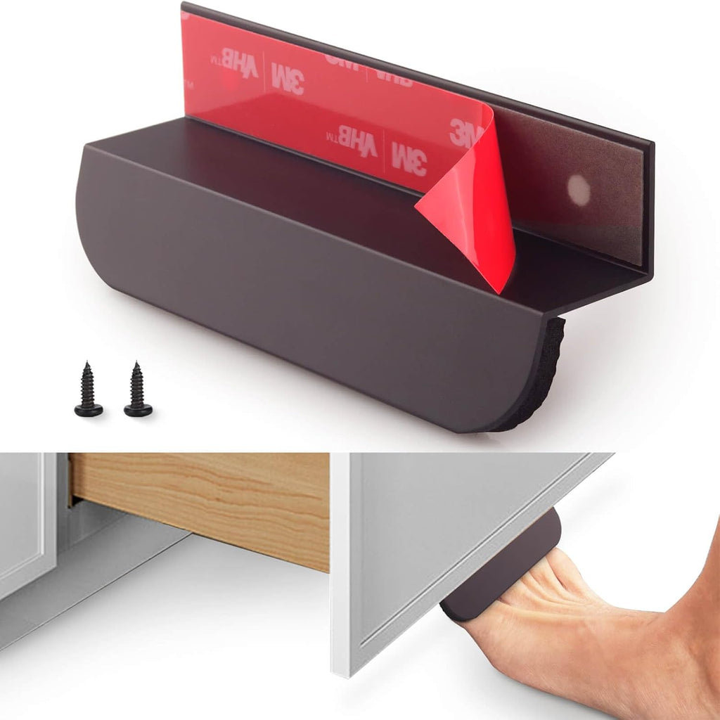 1-Pack Under Cabinet Foot Pull for Trash Drawer, Matte Black 4"