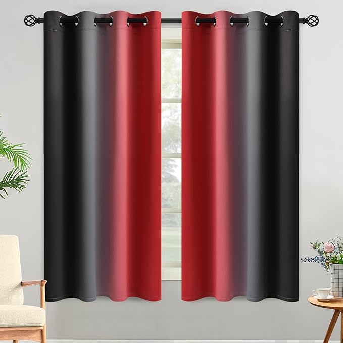 Yakamok Blackout Ombre Black and Red Curtains by Yakamok