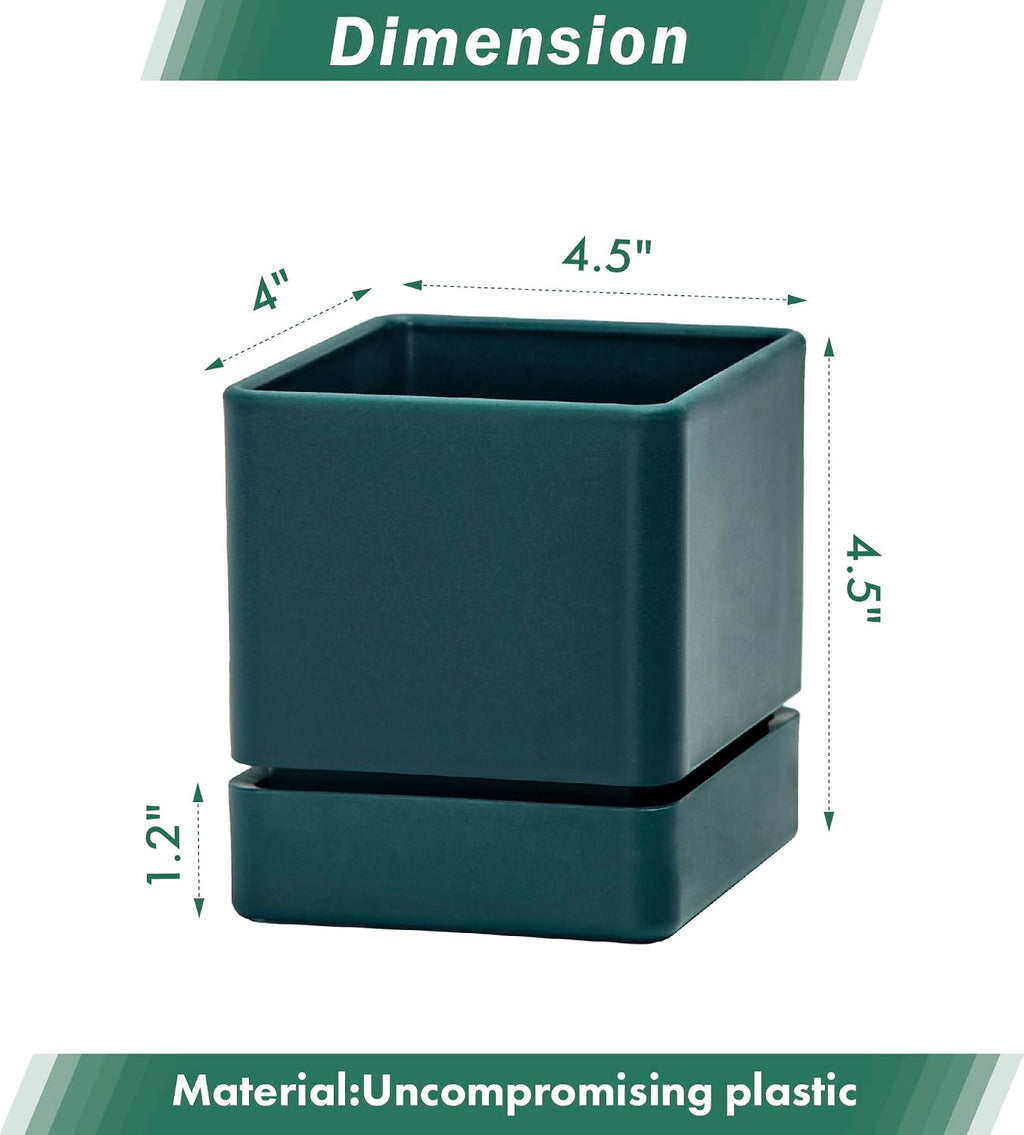 D'vine Dev 4-Pack Plastic Herb Planter Pots, 4 in, Green, 76-Y-C-1