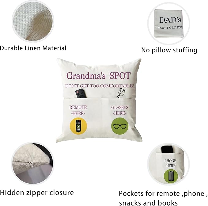 ONFAON Grandma Gifts, Grandma's Spot Throw Pillow Covers 18x18 Inch, Birthday - Image 5