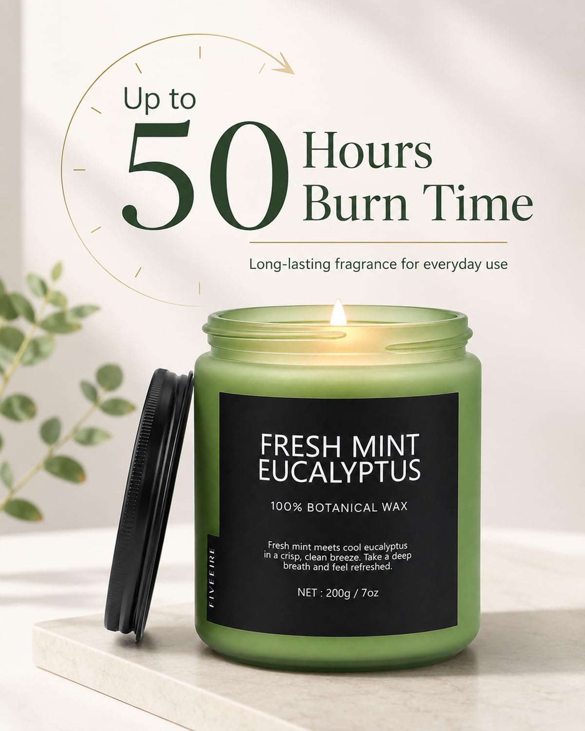 Fresh Mint Eucalyptus Scented Candle, 7oz Soy Wax