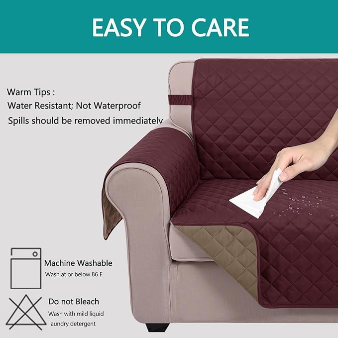 U-NICE HOME Recliner Chair Covers Reversible Quilted Water Repellent Pet - Image 4