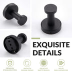 APLusee Matte Black Towel Hook for Bathroom Home Storage, Wall Mounted