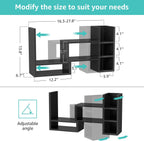 NUTIKAS Desk Shelves Desktop Organizer Shlef - Black Office Organization for Top of Desk Organizers and Accessories Corner Bookshelf Table Top Shelving Small Hutch Decorations for Office