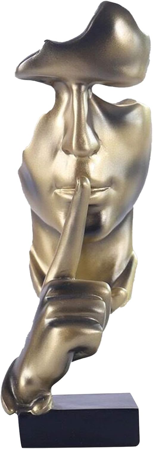 aboxoo Thinker Statue, Silence is Gold Abstract Art Figurine(Gold)
