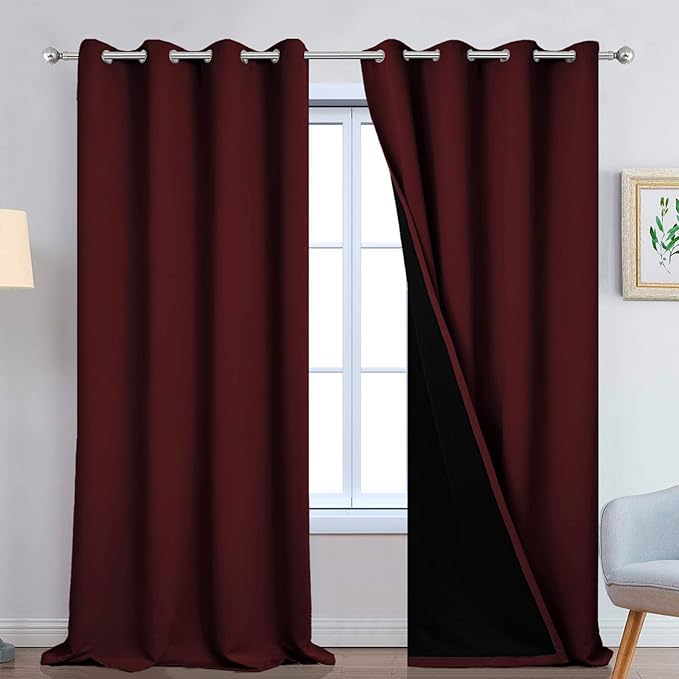 Yakamok 100% Blackout Window Curtain Panels, Heat and Full Light Blocking Drapes by Yakamok