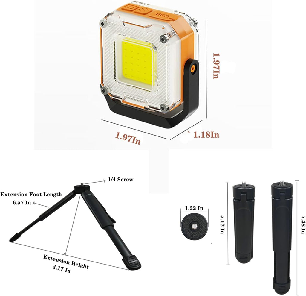 2000LM Rechargeable Work Light, Double-Sided 8 Mode LED Camping Lantern with Magnet & Tripod, Portable Emergency Light for Power Outage, Hiking, Fishing, Home, Car Repair, Survival Kit