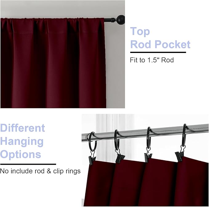 Simplebrand Ava Burgundy Short Blackout Curtains - Image 4